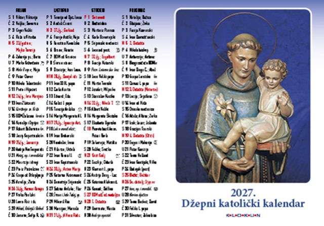 Džepni katolički kalendar na preklop 2027. - Sveti Antun